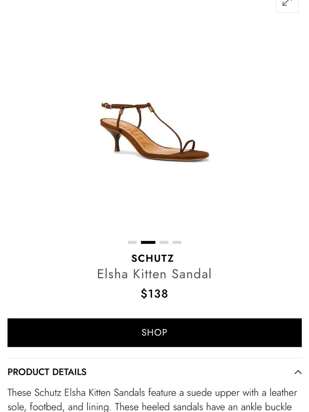 SCHUTZ Brown Suede T‑Strap Kitten Heel Sandal